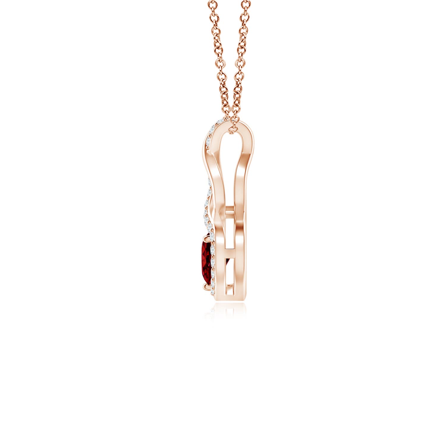 4mm Labgrown Heart-Shaped Lab-Grown Ruby Infinity Pendant with Diamond Accents in 18K Rose Gold
