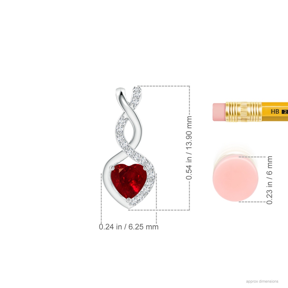 4mm Labgrown Heart-Shaped Lab-Grown Ruby Infinity Pendant with Diamond Accents in P950 Platinum ruler