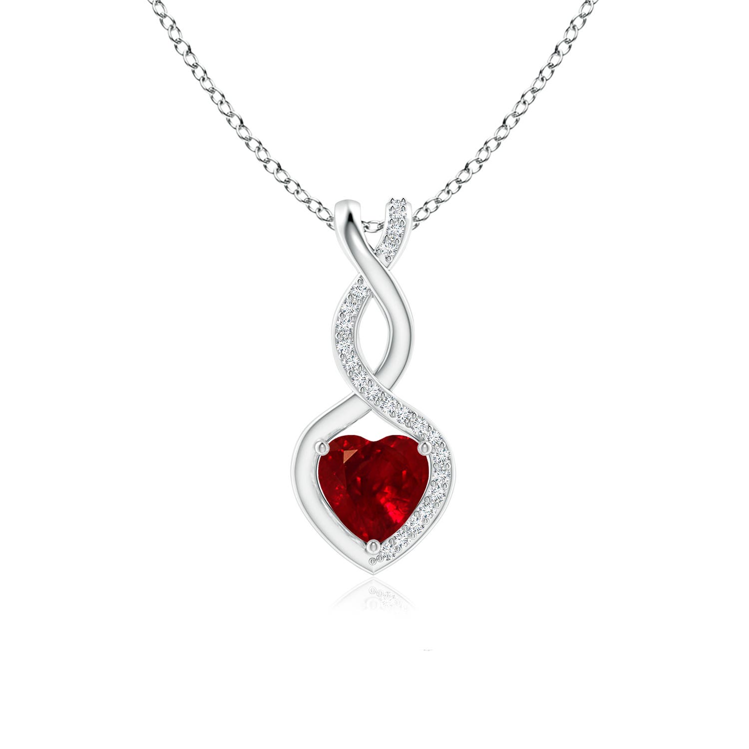 6mm Labgrown Heart-Shaped Lab-Grown Ruby Infinity Pendant with Diamond Accents in P950 Platinum