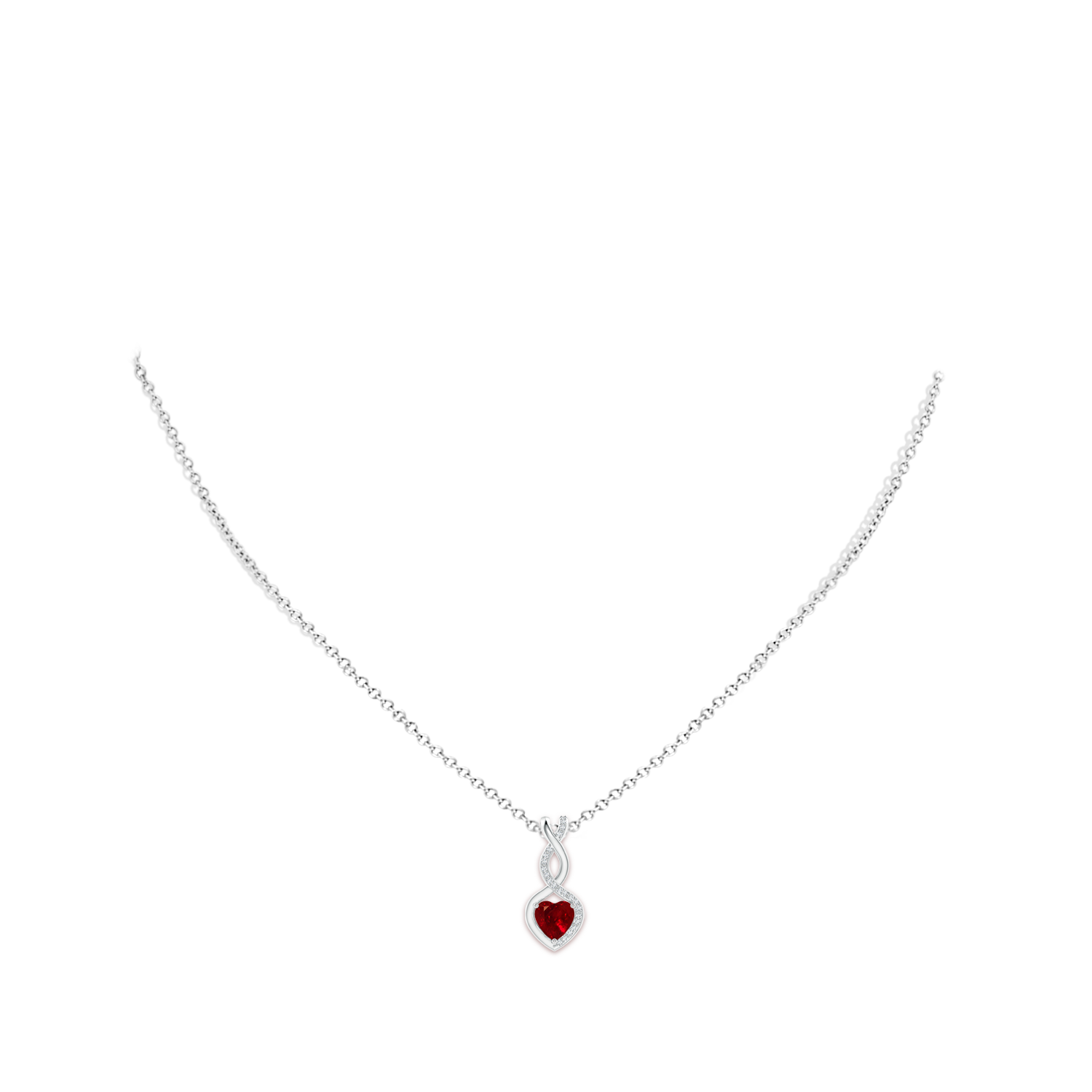 6mm Labgrown Heart-Shaped Lab-Grown Ruby Infinity Pendant with Diamond Accents in White Gold - body_neck