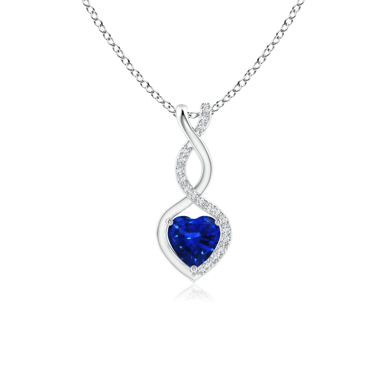 5mm Labgrown Heart-Shaped Lab-Grown Blue Sapphire Infinity Pendant with Diamond Accents in P950 Platinum