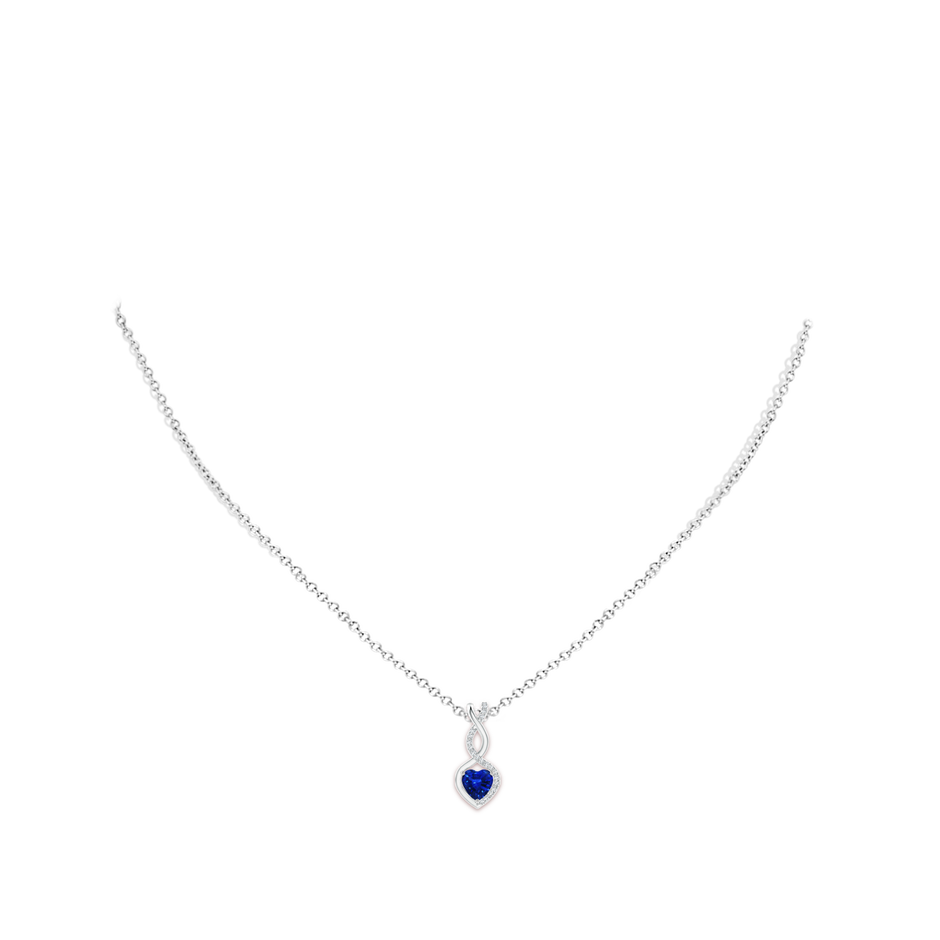 5mm Labgrown Heart-Shaped Lab-Grown Blue Sapphire Infinity Pendant with Diamond Accents in S999 Silver pen