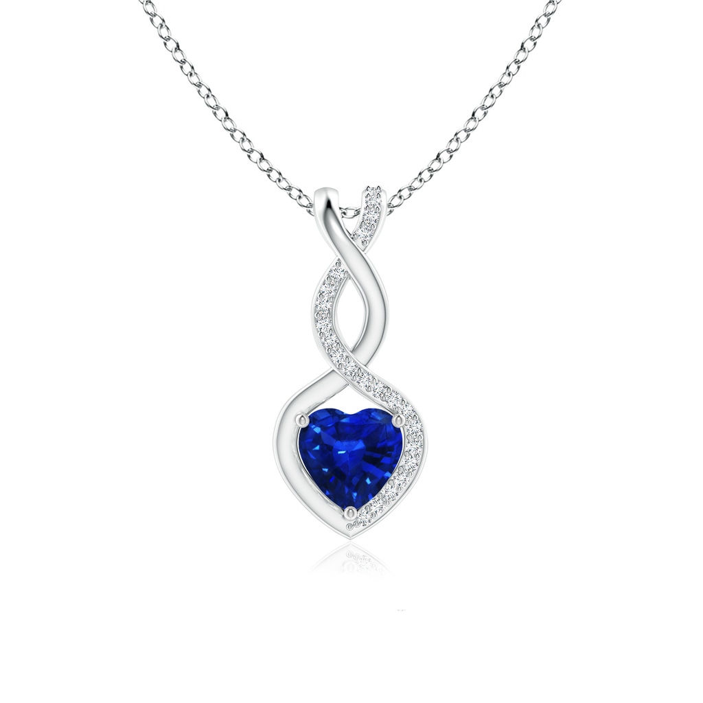 6mm Labgrown Heart-Shaped Lab-Grown Blue Sapphire Infinity Pendant with Diamond Accents in White Gold