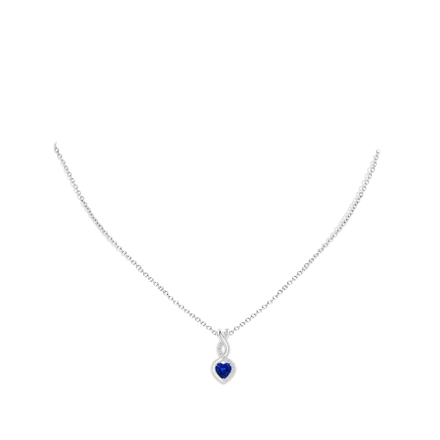 6mm Labgrown Heart-Shaped Lab-Grown Blue Sapphire Infinity Pendant with Diamond Accents in White Gold - body_neck