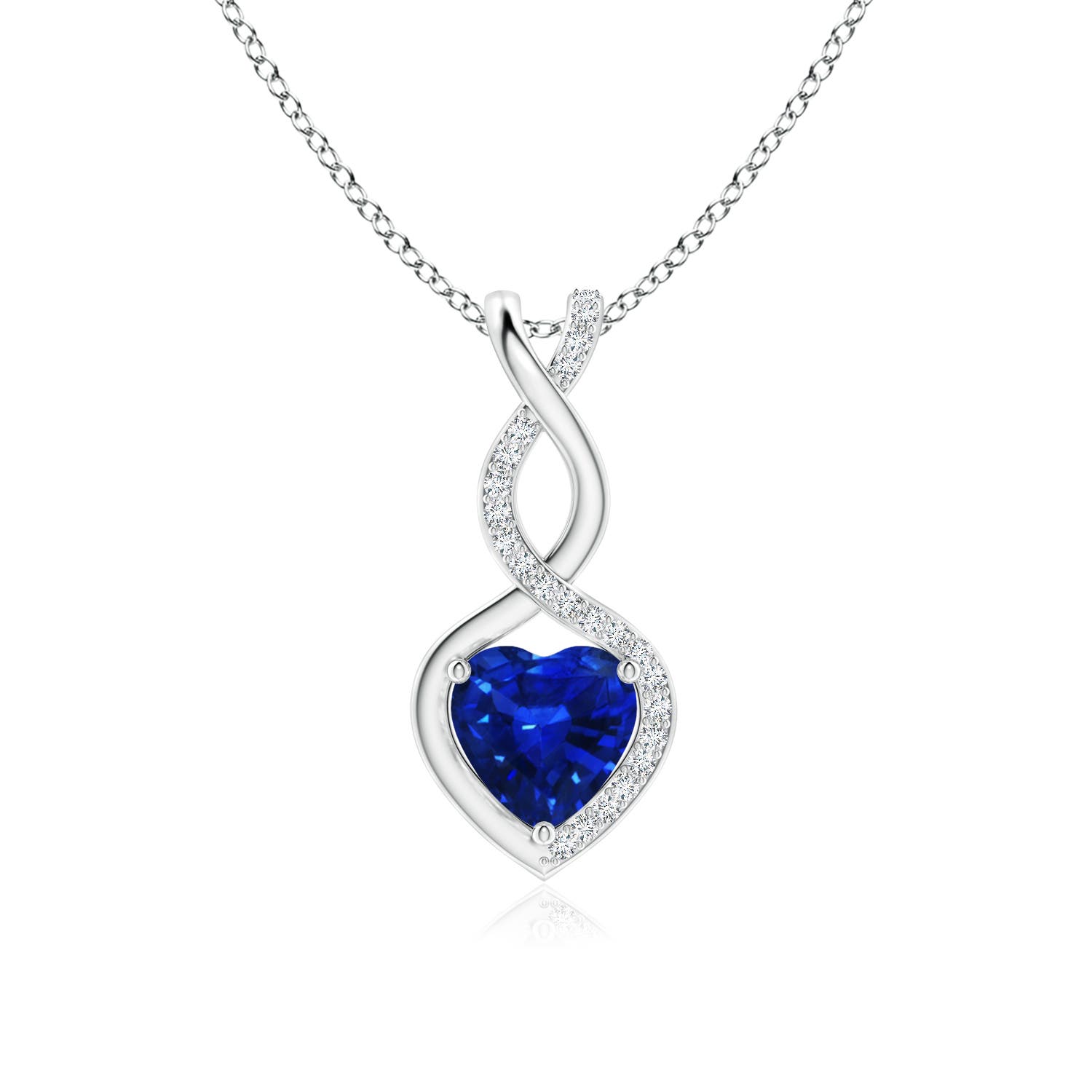 7mm Labgrown Heart-Shaped Lab-Grown Blue Sapphire Infinity Pendant with Diamond Accents in P950 Platinum