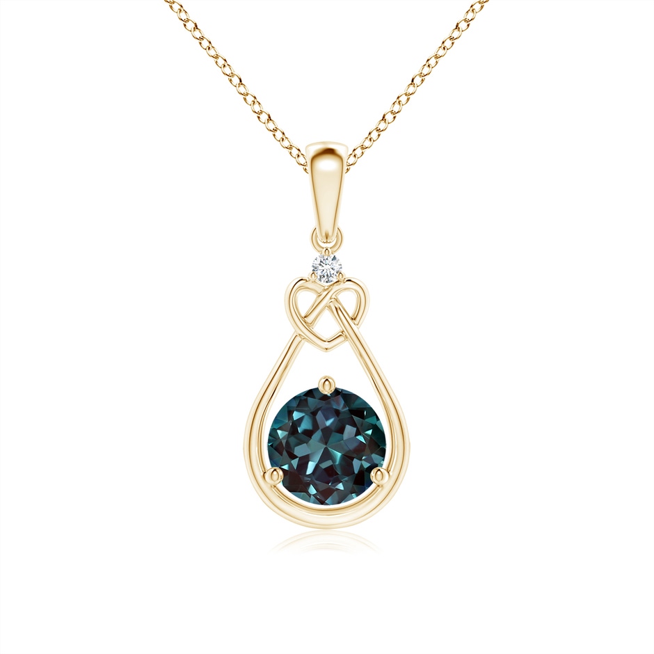 6mm Labgrown Lab-Grown Alexandrite Knotted Heart Pendant with Diamond in 18K Yellow Gold 