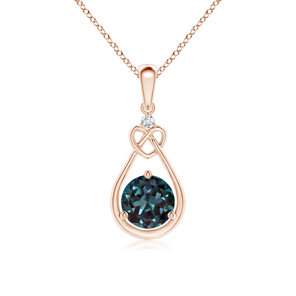 6mm Labgrown Lab-Grown Alexandrite Knotted Heart Pendant with Diamond in Rose Gold