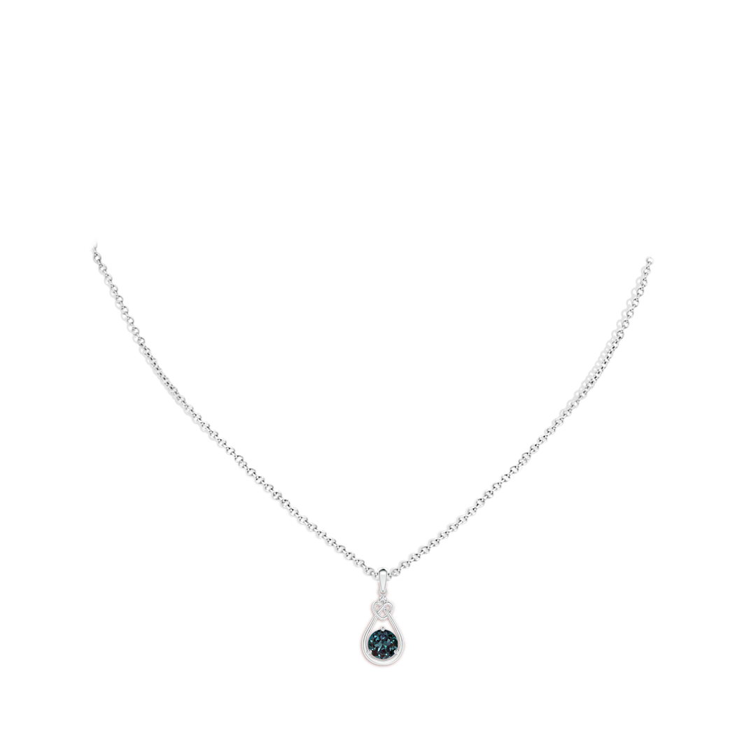6mm Labgrown Lab-Grown Alexandrite Knotted Heart Pendant with Diamond in White Gold - body_neck