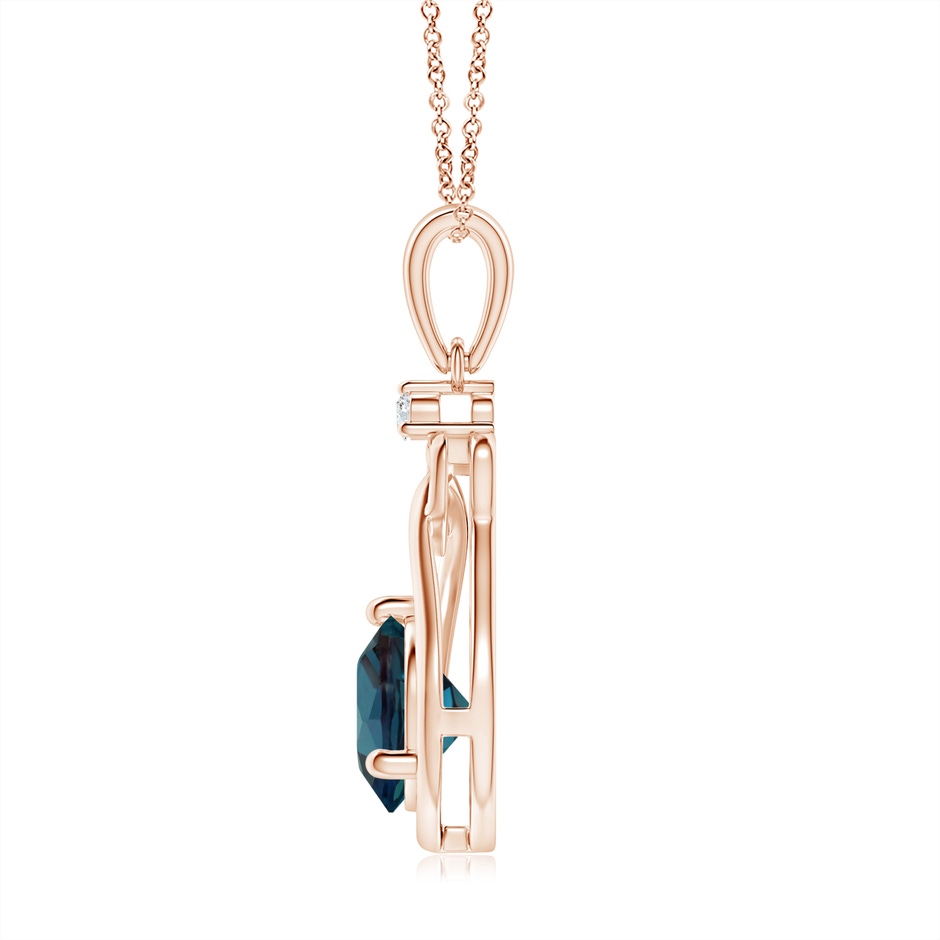 7mm Labgrown Lab-Grown Alexandrite Knotted Heart Pendant with Diamond in 18K Rose Gold side 199