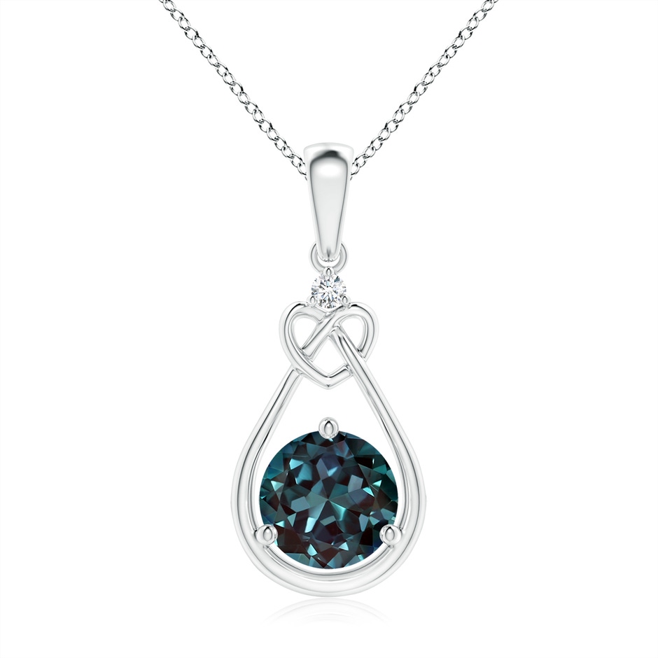 7mm Labgrown Lab-Grown Alexandrite Knotted Heart Pendant with Diamond in 18K White Gold 