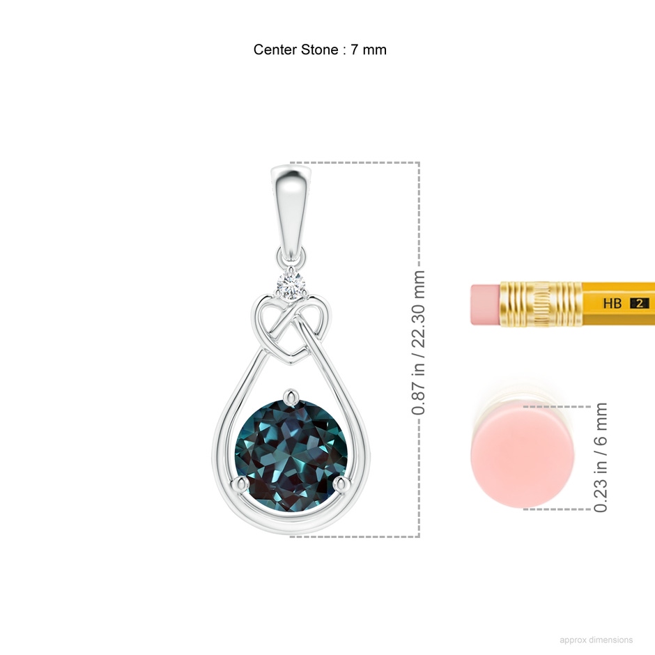 7mm Labgrown Lab-Grown Alexandrite Knotted Heart Pendant with Diamond in P950 Platinum ruler