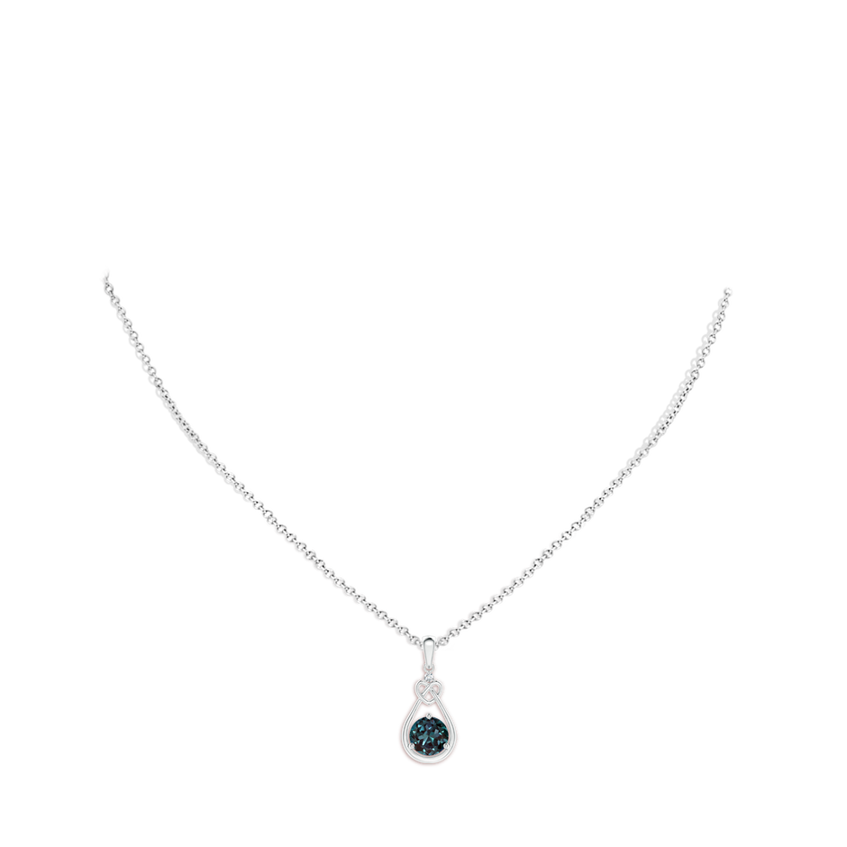 7mm Labgrown Lab-Grown Alexandrite Knotted Heart Pendant with Diamond in P950 Platinum pen
