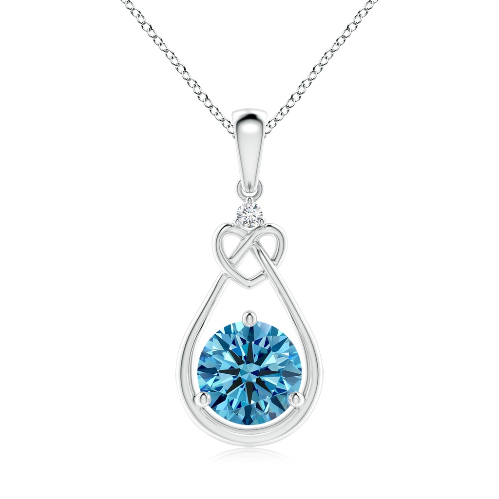 6.4mm Labgrown Lab-Grown Fancy Intense Blue Diamond Knotted Heart Pendant in P950 Platinum