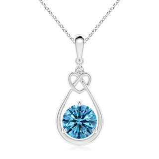 7.4mm Labgrown Lab-Grown Fancy Intense Blue Diamond Knotted Heart Pendant in P950 Platinum