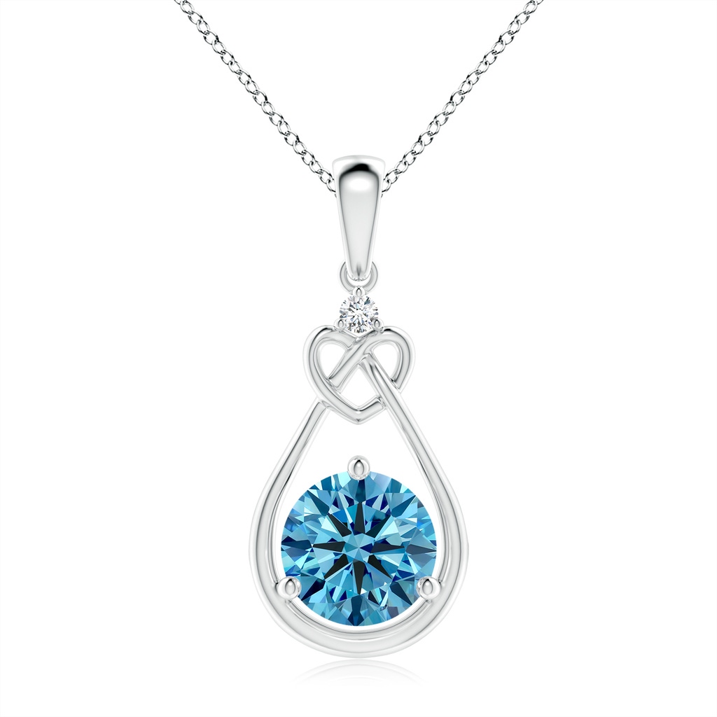 7.4mm Labgrown Lab-Grown Fancy Intense Blue Diamond Knotted Heart Pendant in White Gold