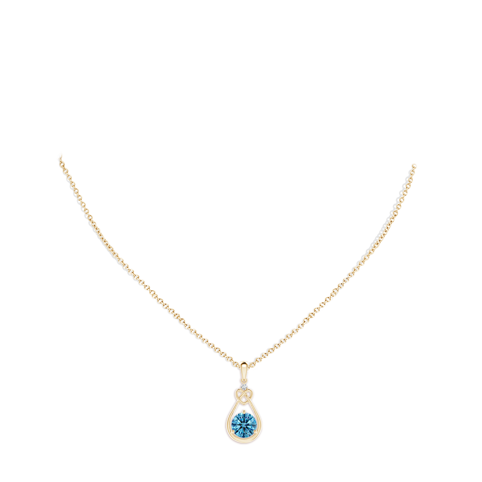 7.4mm Labgrown Lab-Grown Fancy Intense Blue Diamond Knotted Heart Pendant in Yellow Gold pen