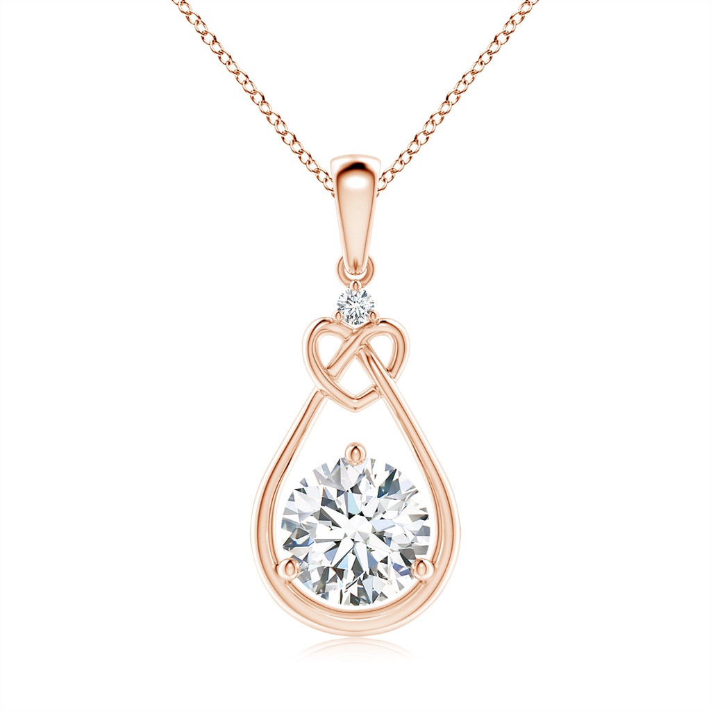 6.4mm FGVS Lab-Grown Diamond Knotted Heart Pendant in Rose Gold