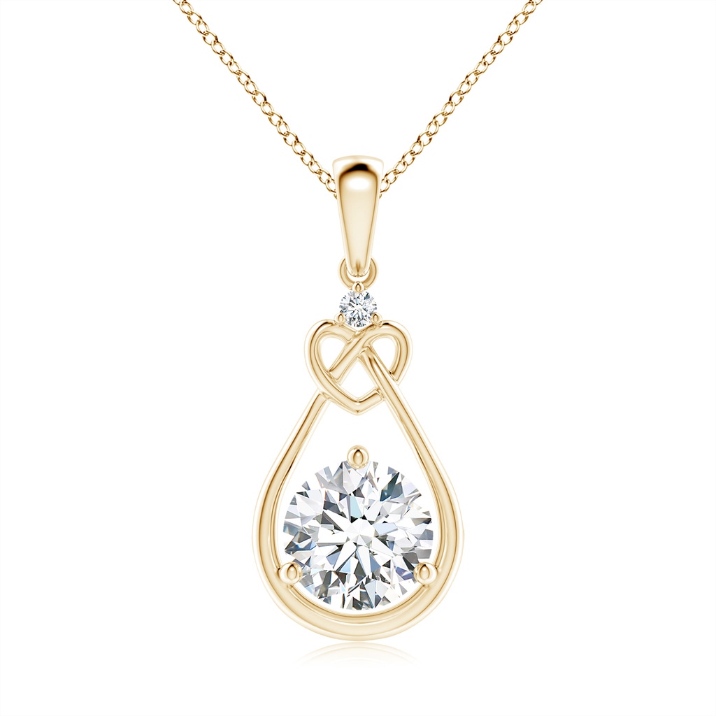 6.4mm FGVS Lab-Grown Diamond Knotted Heart Pendant in Yellow Gold