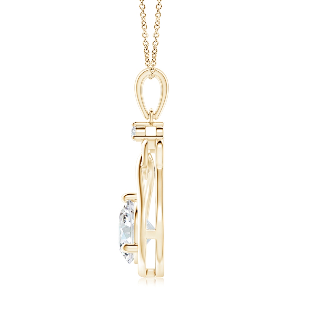 6.4mm FGVS Lab-Grown Diamond Knotted Heart Pendant in Yellow Gold Side 199