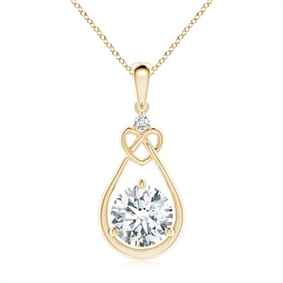 8mm FGVS Lab-Grown Diamond Knotted Heart Pendant in 9K Yellow Gold