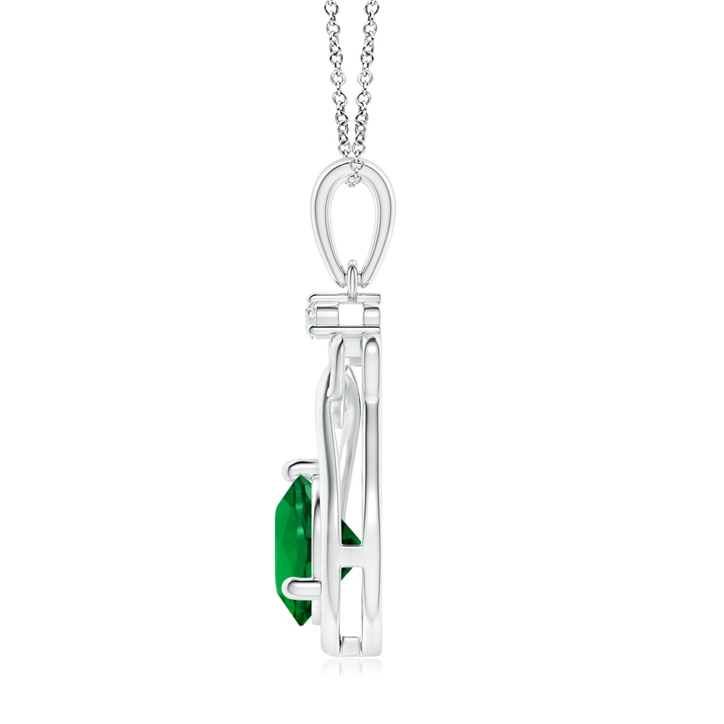 7mm Labgrown Lab-Grown Emerald Knotted Heart Pendant with Lab Diamond in White Gold - side 199