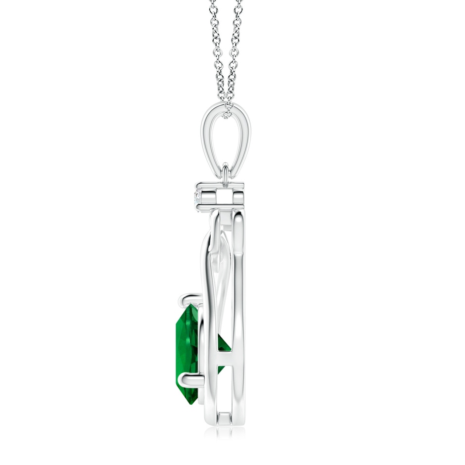 8mm Labgrown Lab-Grown Emerald Knotted Heart Pendant with Lab Diamond in 18K White Gold side 199