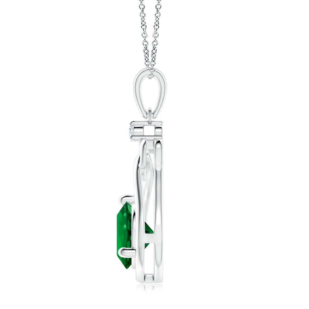 8mm Labgrown Lab-Grown Emerald Knotted Heart Pendant with Lab Diamond in White Gold Side 199