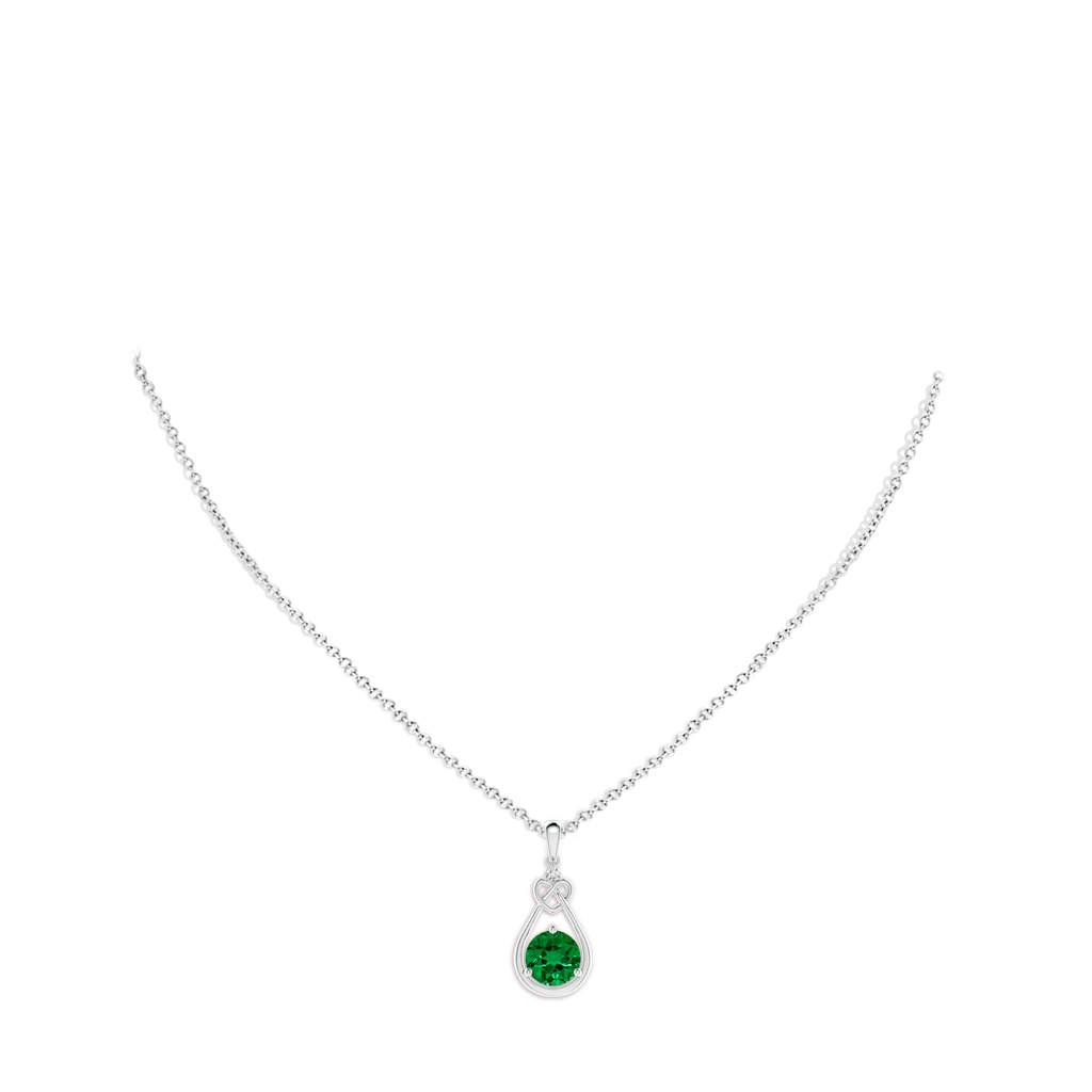 8mm Labgrown Lab-Grown Emerald Knotted Heart Pendant with Lab Diamond in White Gold pen