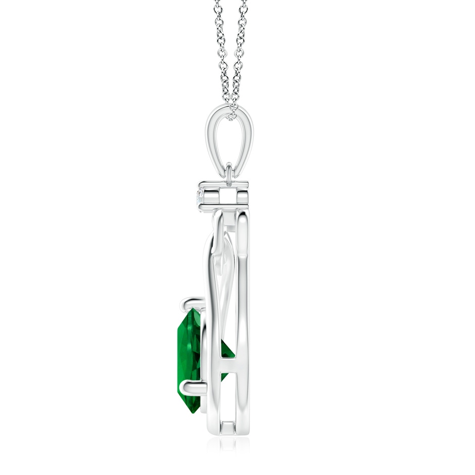 9mm Labgrown Lab-Grown Emerald Knotted Heart Pendant with Lab Diamond in White Gold side 199