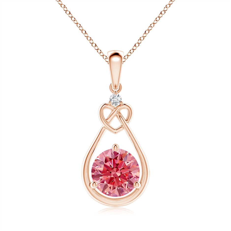 6.4mm Labgrown Lab-Grown Fancy Intense Pink Diamond Knotted Heart Pendant in Rose Gold 