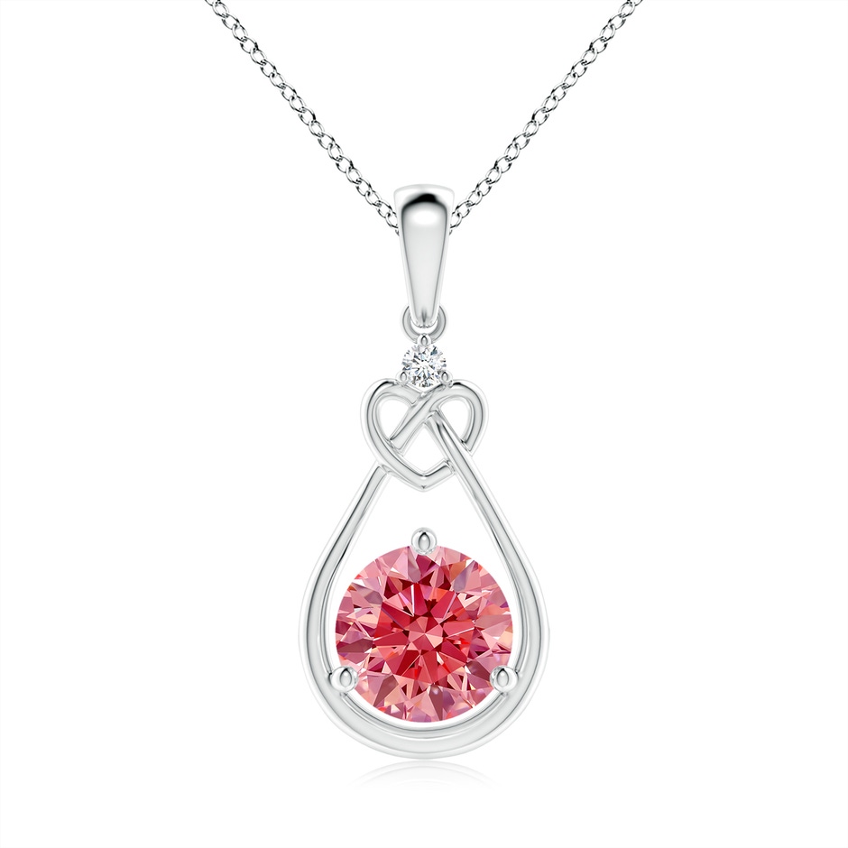 6.4mm Labgrown Lab-Grown Fancy Intense Pink Diamond Knotted Heart Pendant in White Gold 