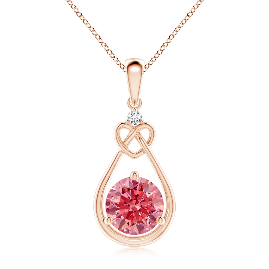 7.4mm Labgrown Lab-Grown Fancy Intense Pink Diamond Knotted Heart Pendant in Rose Gold 