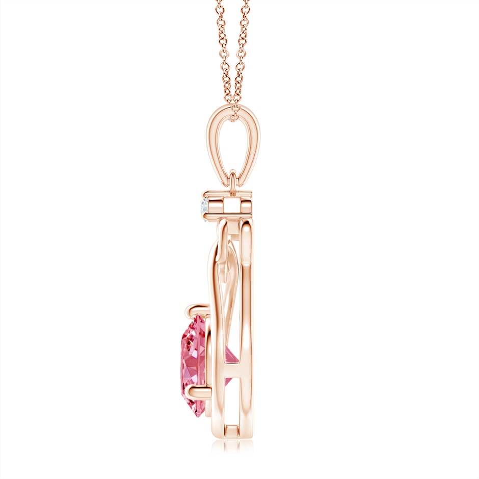 7.4mm Labgrown Lab-Grown Fancy Intense Pink Diamond Knotted Heart Pendant in Rose Gold side 199
