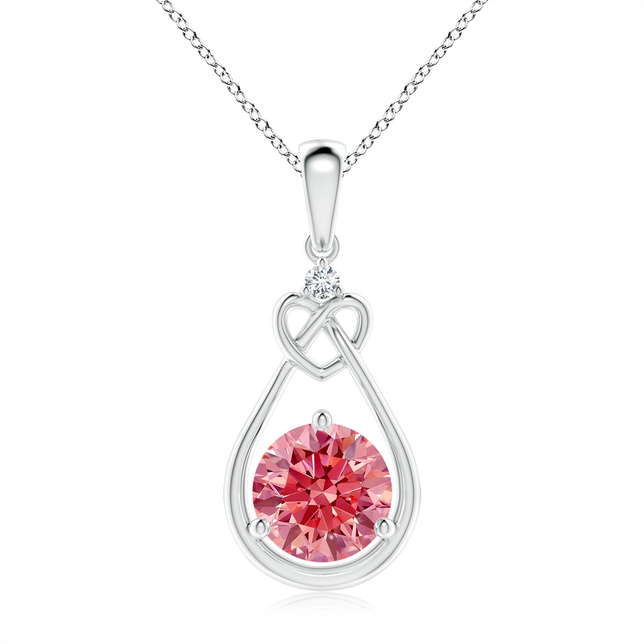 7.4mm Labgrown Lab-Grown Fancy Intense Pink Diamond Knotted Heart Pendant in White Gold 