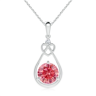 8mm Labgrown Lab-Grown Fancy Intense Pink Diamond Knotted Heart Pendant in P950 Platinum