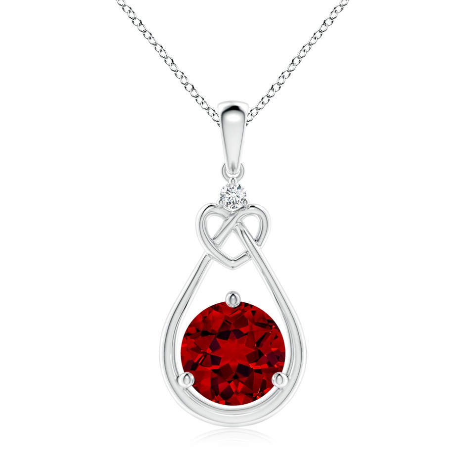 9mm Labgrown Lab-Grown Ruby Knotted Heart Pendant with Lab Diamond in P950 Platinum 
