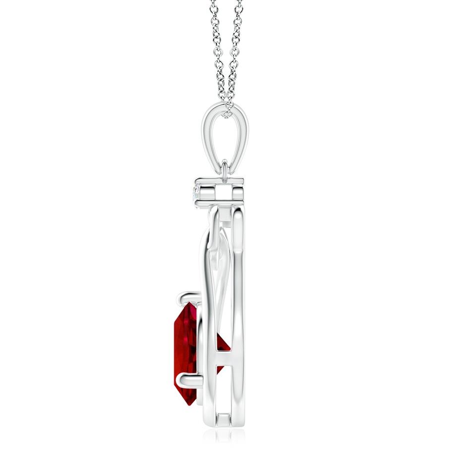 9mm Labgrown Lab-Grown Ruby Knotted Heart Pendant with Lab Diamond in P950 Platinum side 199