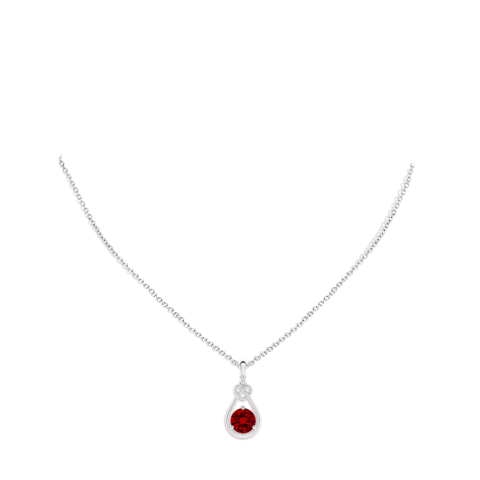 9mm Labgrown Lab-Grown Ruby Knotted Heart Pendant with Lab Diamond in P950 Platinum pen