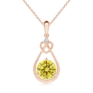 6.4mm Labgrown Lab-Grown Fancy Intense Yellow Diamond Knotted Heart Pendant in 18K Rose Gold