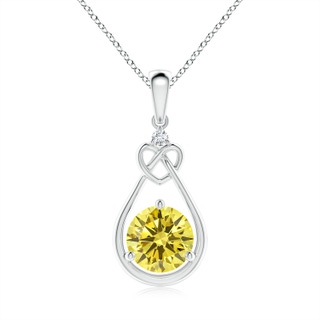 6.4mm Labgrown Lab-Grown Fancy Intense Yellow Diamond Knotted Heart Pendant in P950 Platinum