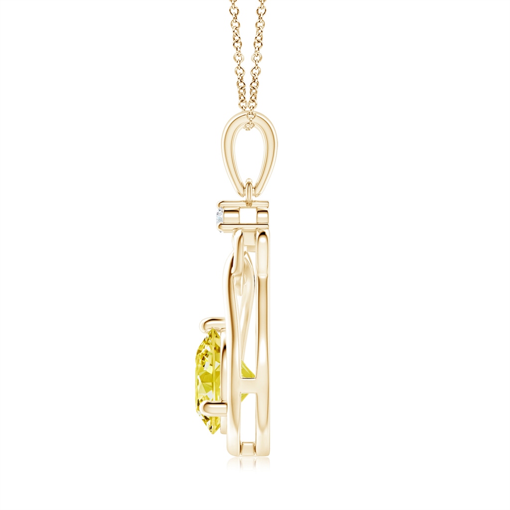 6.4mm Labgrown Lab-Grown Fancy Intense Yellow Diamond Knotted Heart Pendant in Yellow Gold - side 199