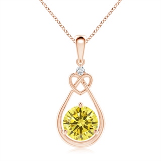 7.4mm Labgrown Lab-Grown Fancy Intense Yellow Diamond Knotted Heart Pendant in 18K Rose Gold