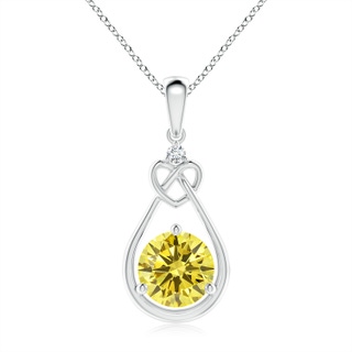 7.4mm Labgrown Lab-Grown Fancy Intense Yellow Diamond Knotted Heart Pendant in P950 Platinum