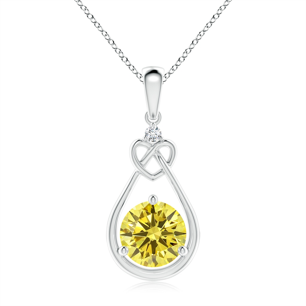 7.4mm Labgrown Lab-Grown Fancy Intense Yellow Diamond Knotted Heart Pendant in White Gold