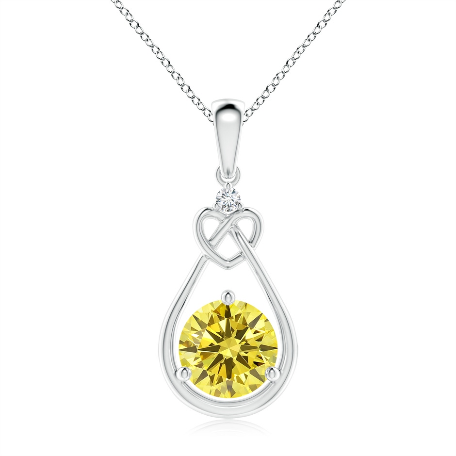 7.4mm Labgrown Lab-Grown Fancy Intense Yellow Diamond Knotted Heart Pendant in White Gold 