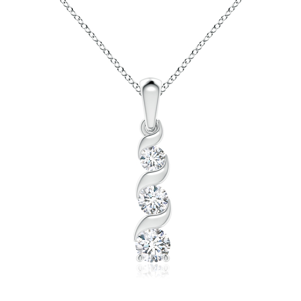 5.1mm FGVS Lab-Grown Channel-Set Round Diamond Three Stone Journey Pendant in 18K White Gold