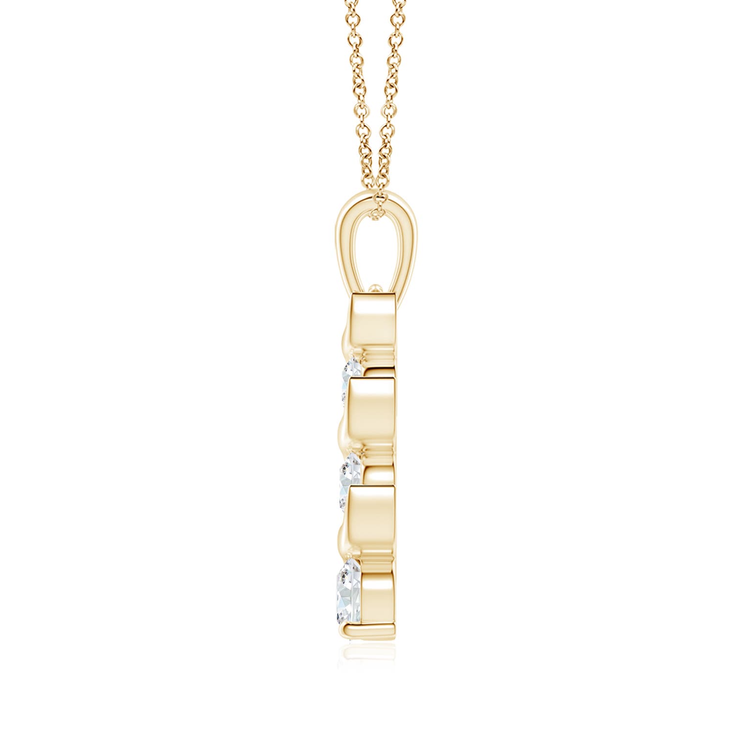 5.1mm FGVS Lab-Grown Channel-Set Round Diamond Three Stone Journey Pendant in 18K Yellow Gold