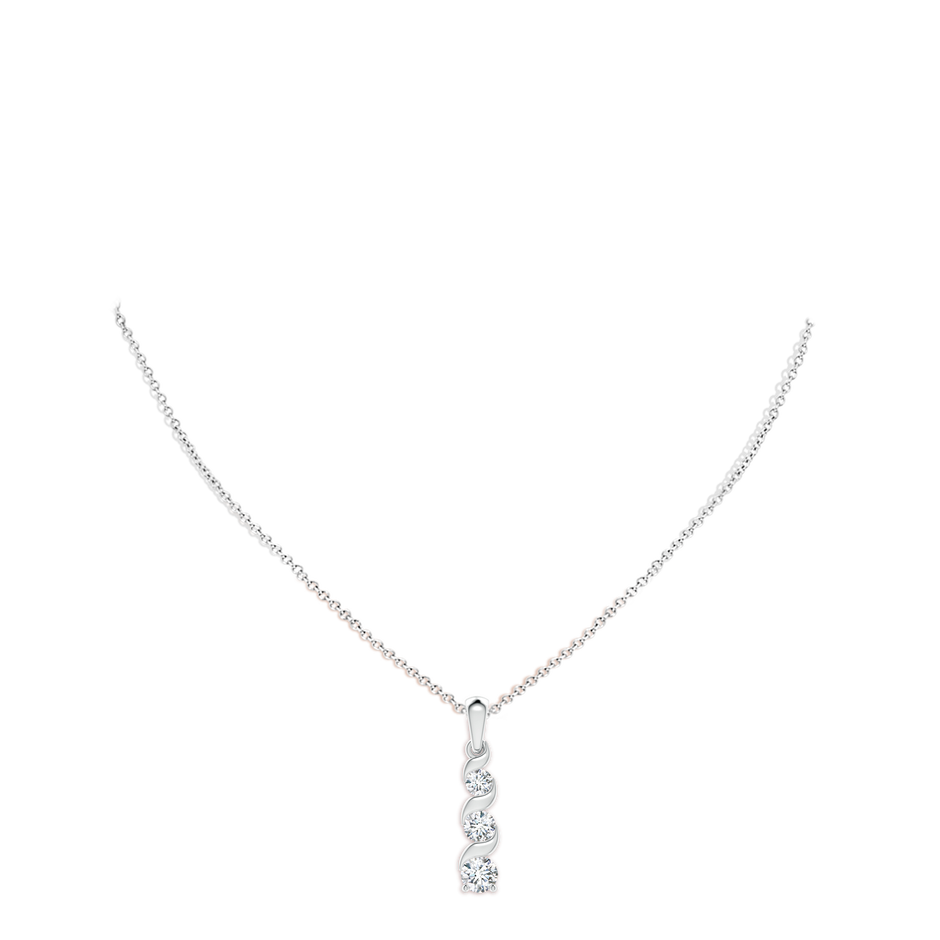 5.1mm FGVS Lab-Grown Channel-Set Round Diamond Three Stone Journey Pendant in P950 Platinum pen