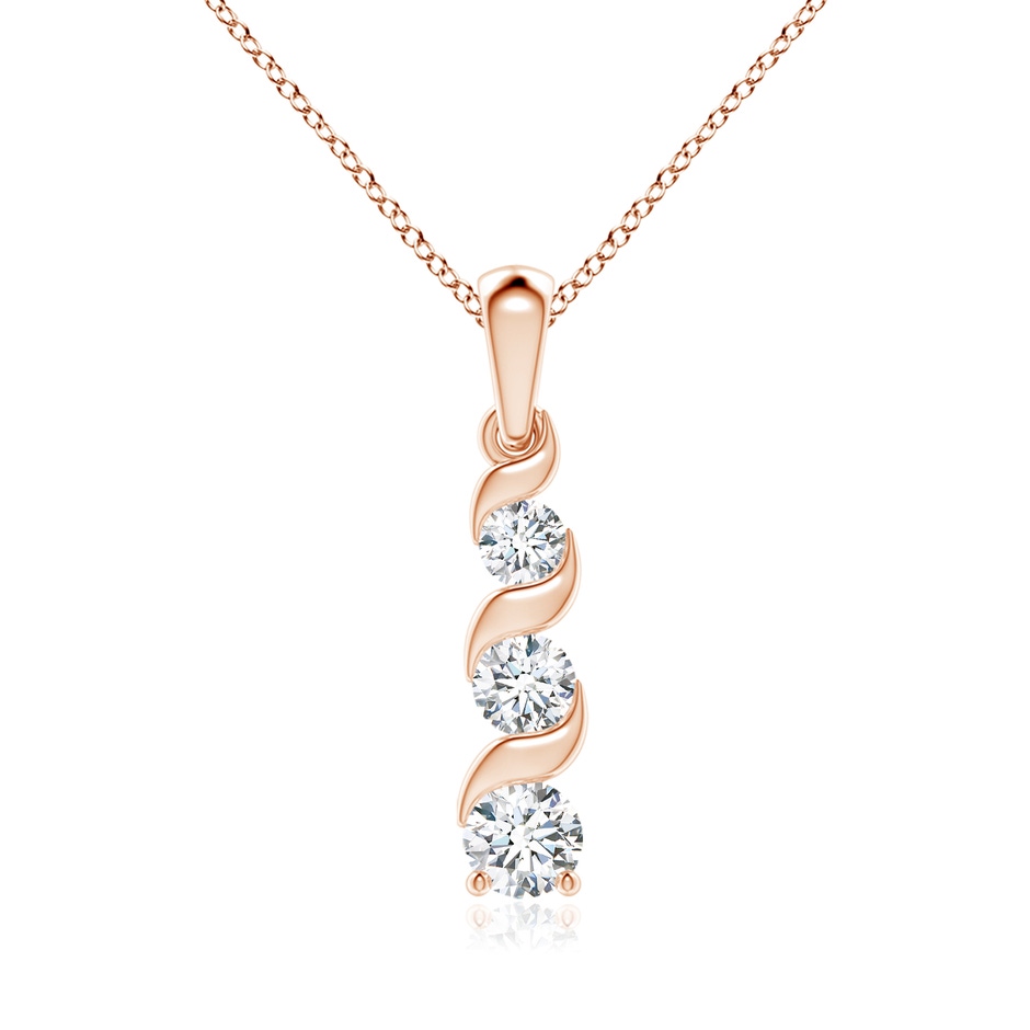 5.1mm FGVS Lab-Grown Channel-Set Round Diamond Three Stone Journey Pendant in Rose Gold 