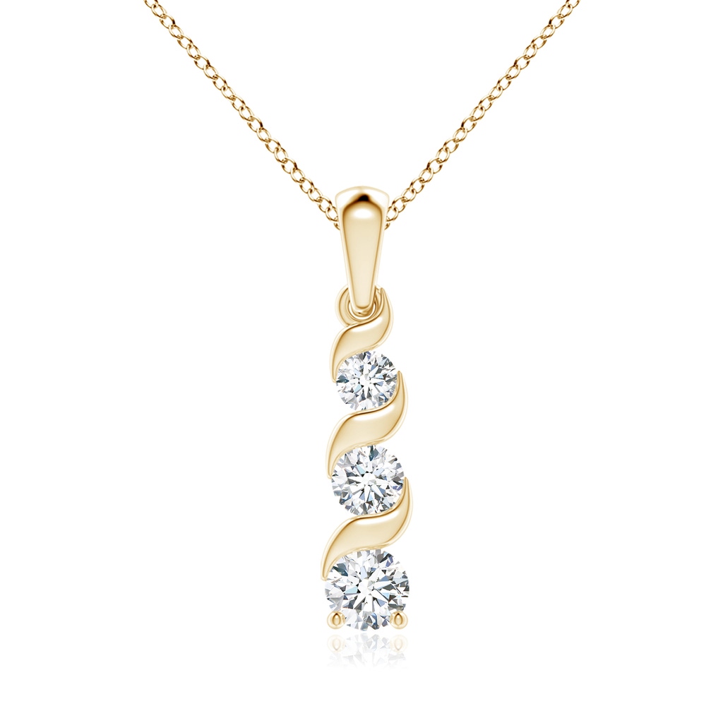 5.1mm FGVS Lab-Grown Channel-Set Round Diamond Three Stone Journey Pendant in Yellow Gold